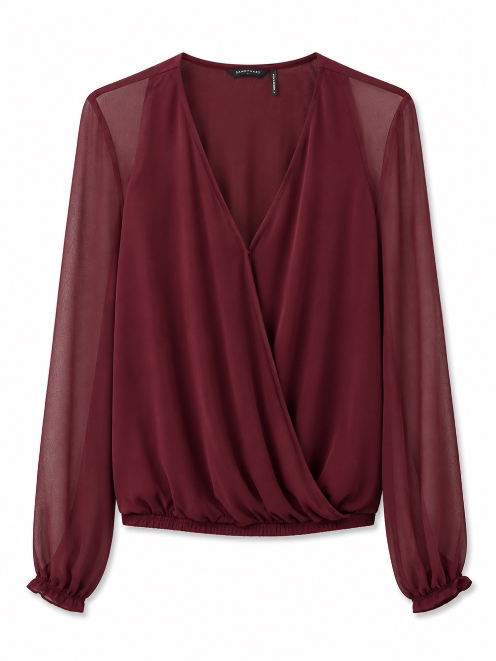 Guess by Marciano Burgundy Surplice Blouse